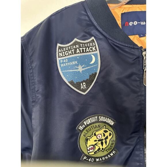 Vintage Neo Wows Jacket Men’s size L Navy with Patches - Picture 15 of 16